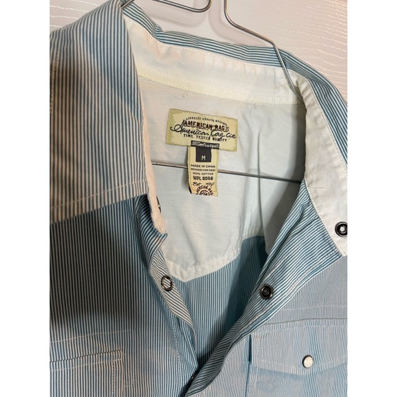 American Eagle Light Blue Long Sleeve Casual Dress Shirt - Picture 3 of 5